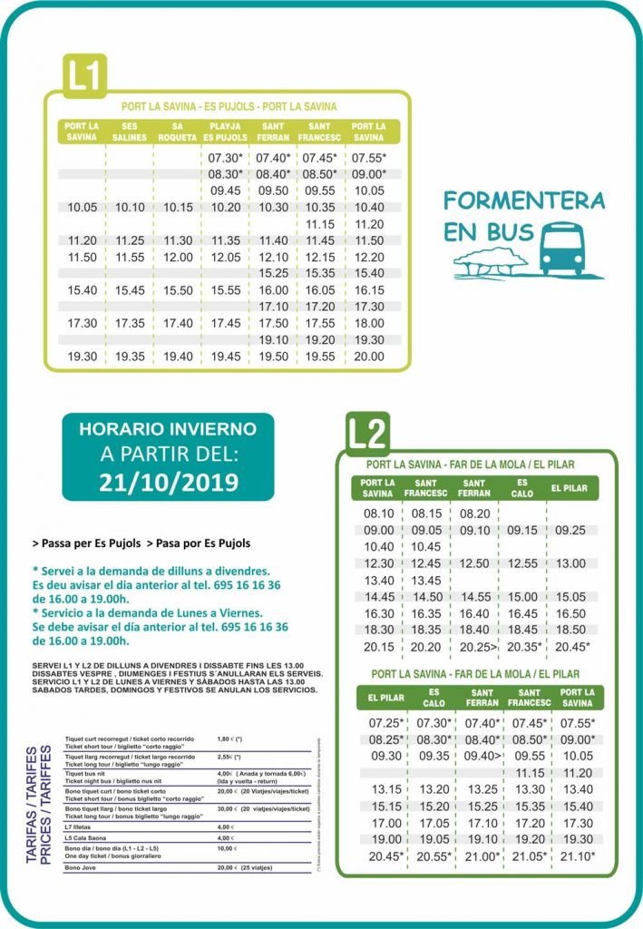 Horario autobuses Paya Invierno